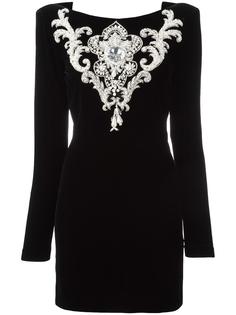 deep v-back embellished dress Balmain