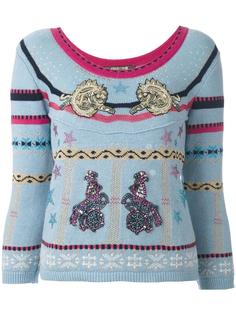 декорированный пуловер с заплатками 'circus' Roberto Cavalli
