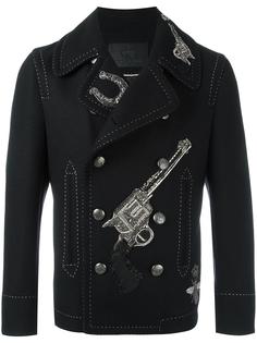 двубортное пальто с аппликацией Dolce &amp; Gabbana