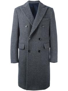 полосатое двубортное пальто Mp  Massimo Piombo