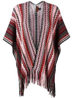 zig-zag fringed knit poncho Missoni