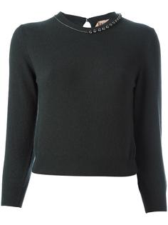 embellished neck cropped jumper Nº21