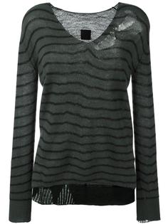 striped distressed fine knit jumper Rta