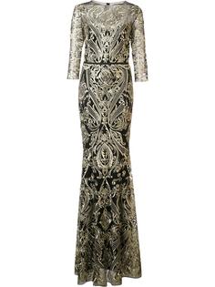 brocade long dress Marchesa Notte