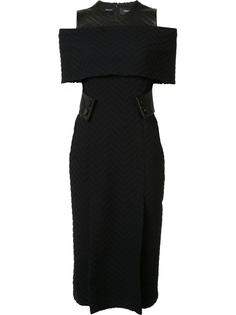 cut-off shoulder fitted dress Yigal Azrouel