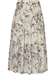 плиссированная юбка с принтом ласточек Rochas