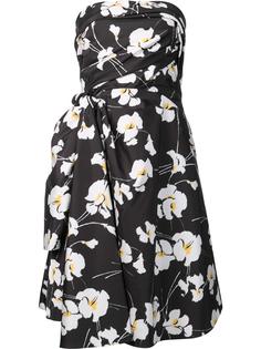 orchid print strapless dress Oscar de la Renta