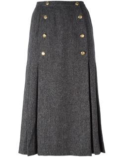 button accent midi skirt Chanel Vintage