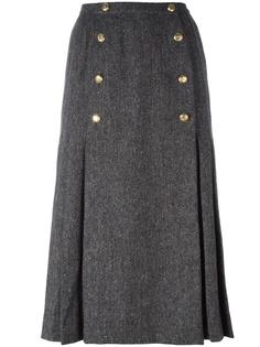 button accent midi skirt Chanel Vintage