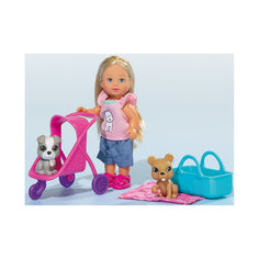 Кукла "Еви с двумя собачками и коляской", 12 см, Simba