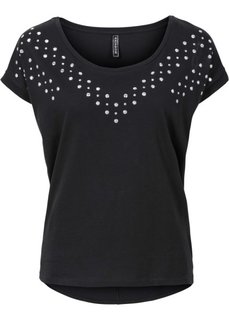 Футболка с заклепками (черный) Bonprix