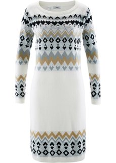 Вязаное платье (серый меланж с узором) Bonprix