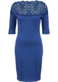 Трикотажное платье с кружевной отделкой (черный) Bonprix