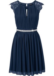 Платье с кружевной отделкой (серо-синий) Bonprix