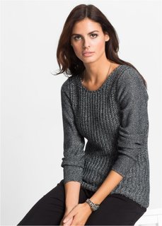 Пуловер (черный/серебристый) Bonprix