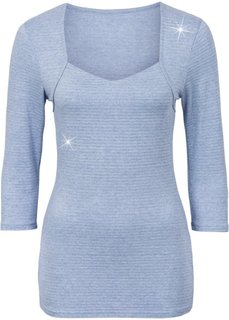 Футболка в блестящую полоску (серый меланж/серебристый) Bonprix