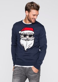 Пуловер Slim Fit (темно-синий) Bonprix