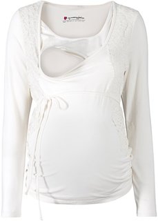 Футболка для беременных и кормящих мам с кружевной отделкой (темно-синий) Bonprix