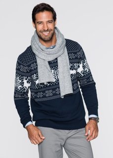 Пуловер Regular Fit с норвежским узором (темно-синий) Bonprix