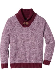 Пуловер Regular Fit с шалевым воротом (серый) Bonprix