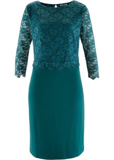 Платье с кружевным верхом и рукавами (черный) Bonprix