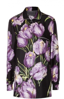 Шелковая блуза в пижамном стиле с цветочным принтом Dolce &amp; Gabbana