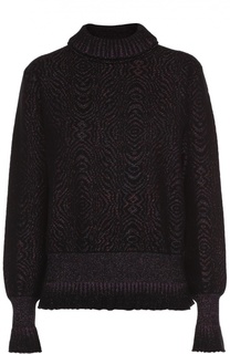 Вязаный пуловер с металлизированной отделкой и оборками Lanvin