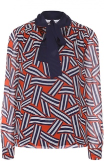Шелковая блуза прямого кроя с воротником аскот Diane Von Furstenberg