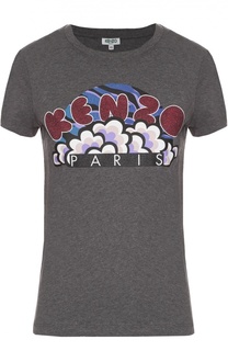 Хлопковая футболка прямого кроя с контрастной отделкой Kenzo