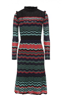Приталенное платье с длинным рукавом и юбкой годе M Missoni