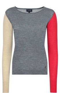 Шерстяной пуловер с контрастными рукавами Armani Jeans