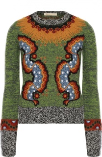 Вязаный пуловер с круглым вырезом и яркой вышивкой Valentino