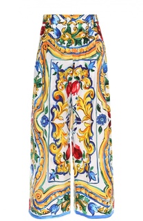 Укороченные широкие брюки с ярким принтом Dolce &amp; Gabbana