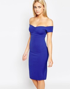 Фактурное платье с широким вырезом Lipsy - Синий