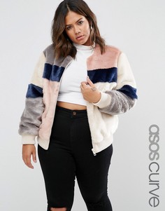 Разноцветная меховая куртка-пилот ASOS CURVE - Мульти