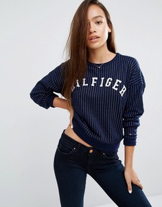 Полосатый свитшот с логотипом Hilfiger Denim - Темно-синий