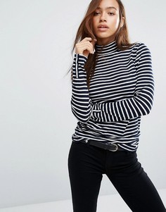 Полосатый топ с высоким воротом Hilfiger Denim - Темно-синий