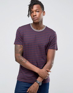 Футболка в полоску с круглым вырезом и контрастной кромкой Selected Homme - Красный