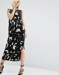 Прямое платье ASOS WHITE Animal Devore - Мульти