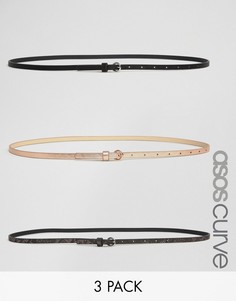 3 ремня на талию и бедра (металлик/со змеиным принтом) ASOS CURVE - Мульти