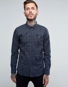 Темно-синяя рубашка узкого кроя в клетку Farah - Темно-синий