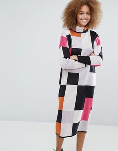 Monki Graphic Print Midi Dress - Розовый