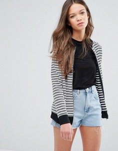 Daisy Street Stripe Zip Sweatshirt - Серый