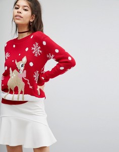Boohoo Deer and Snowflake Christmas Jumper - Мульти