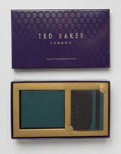 Подарочный набор с бумажником и визитницей Ted Baker - Зеленый