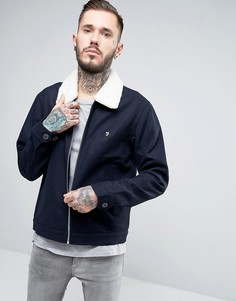 Темно-синяя шерстяная куртка-пилот с воротником борг Farah - Темно-синий