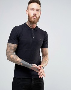 Черная футболка-поло в фактурную полоску Farah - Черный