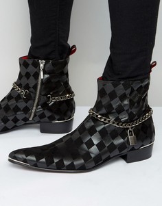 Кожаные ботинки на молнии с цепочками Jeffery West Adam Ant - Черный
