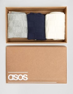 3 пары фактурных носков в строгом стиле в подарочной коробке ASOS - Мульти