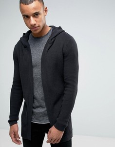 Кардиган в рубчик с капюшоном Esprit - Черный